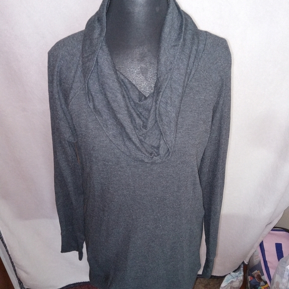Eddie Bauer Gray Knit Cowl Neck Sweater - Picture 8 of 12